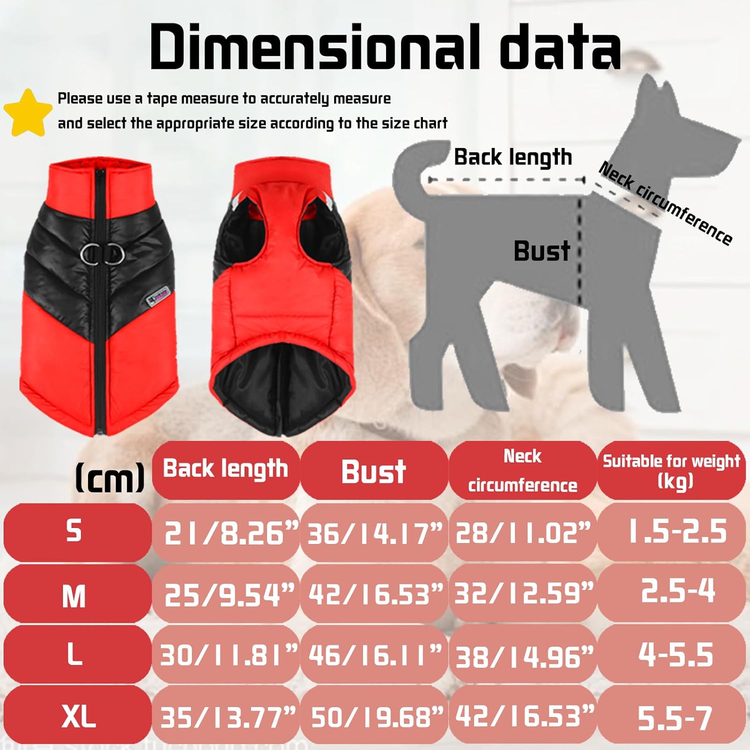 Detailný pohľad na psí kabát