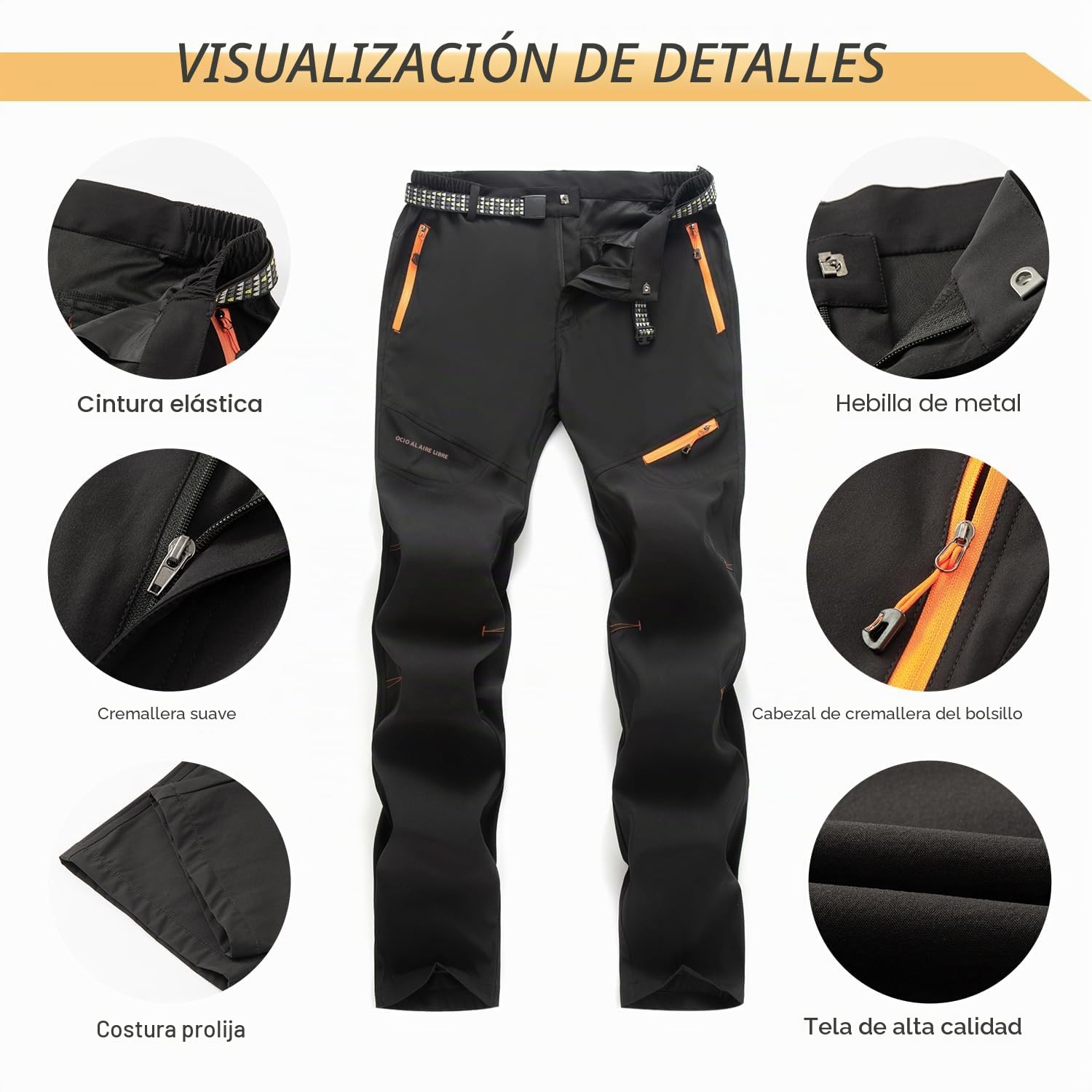 SUKUTU Pantalones de Trekking para Hombre Ligeros y Transpirables de Secado rápido para Exteriores