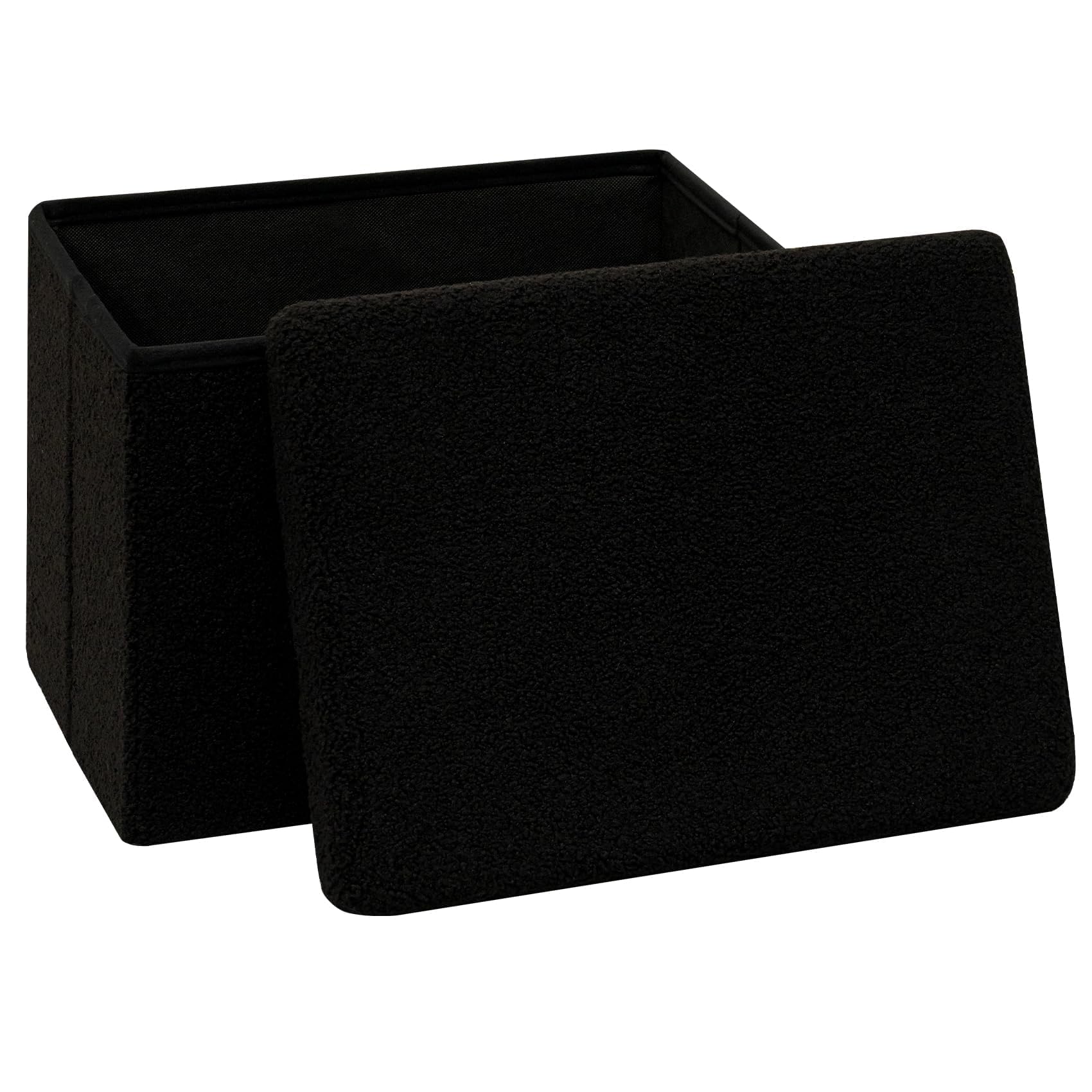 PINPLUS Faltbarer Bouclé Sitzhocker mit Stauraum – gepolster