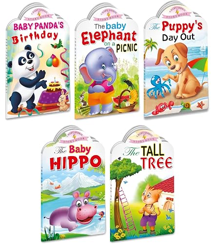 Sawan Set of 5 story books Baby Animals Series (Baby Panda,Baby Elephant, Puppys day out , Baby Hippo & Tall Tree)