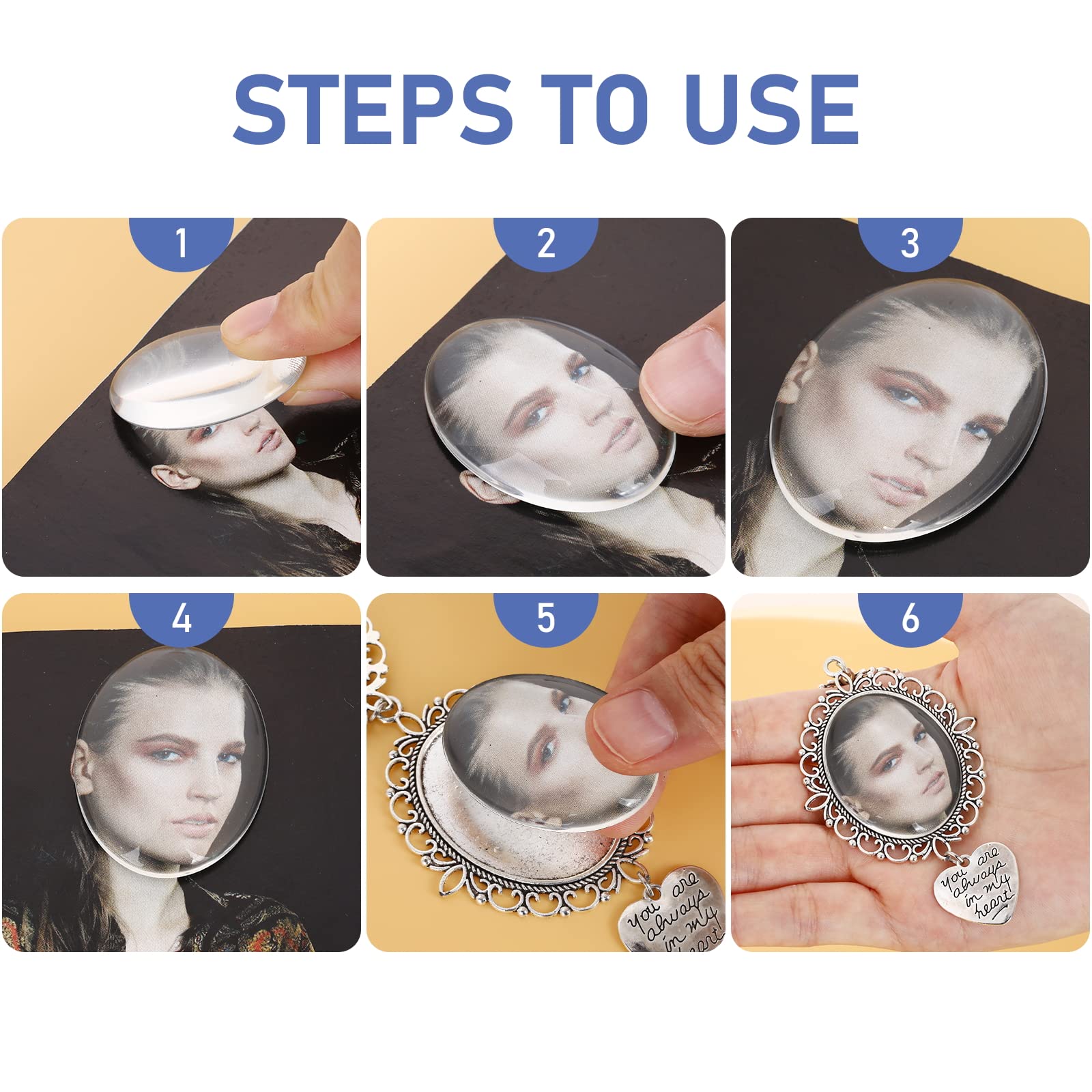 Charm Con Foto Per Bouquet Sposa - Ciondolo Ovale Con Vetro Cabochon, Kit Fai Da Te Matrimonio - Foto 3