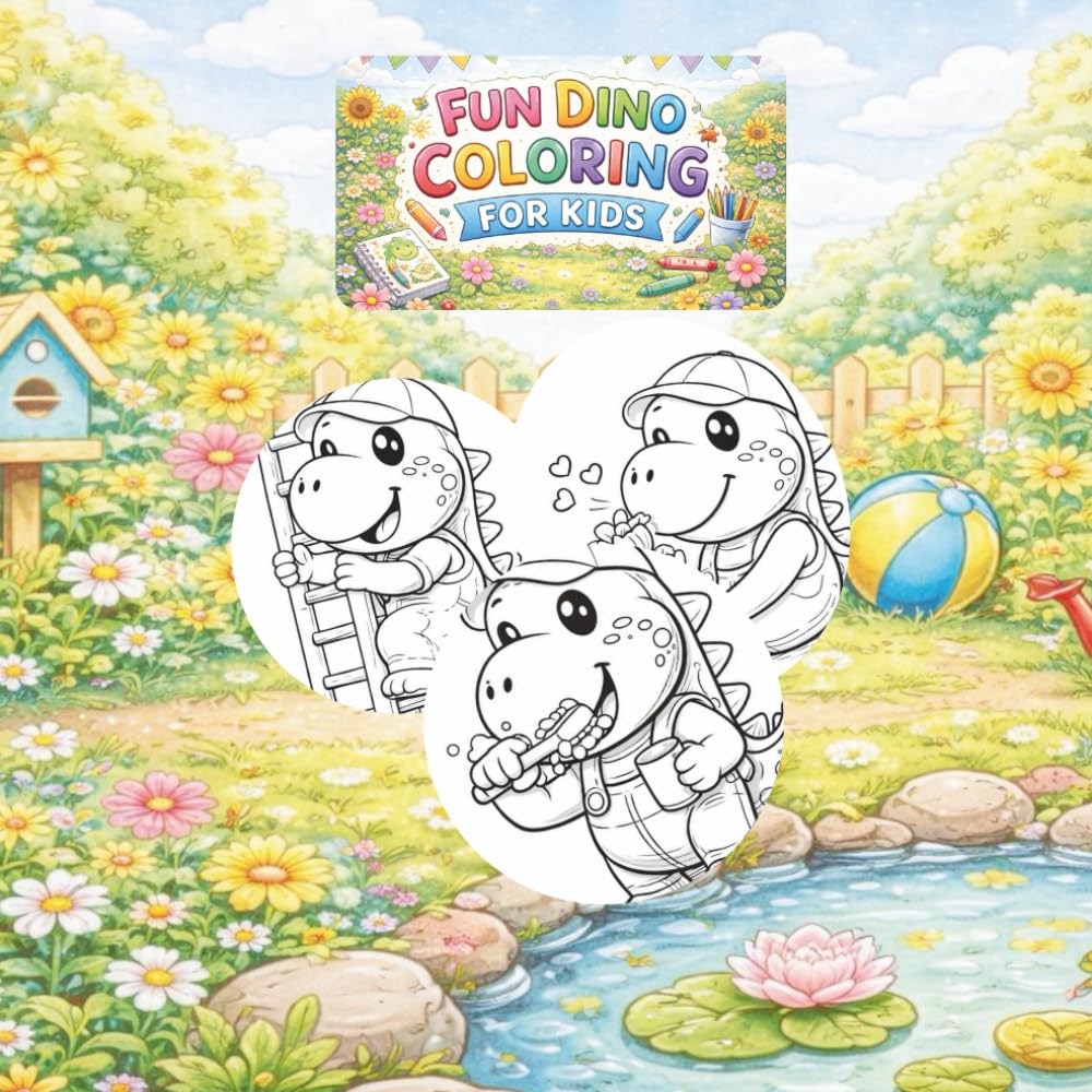 Happy Little Dinosaurs: A Cute and Fun Coloring Book for Kids with Simple and Everyday Adventures
