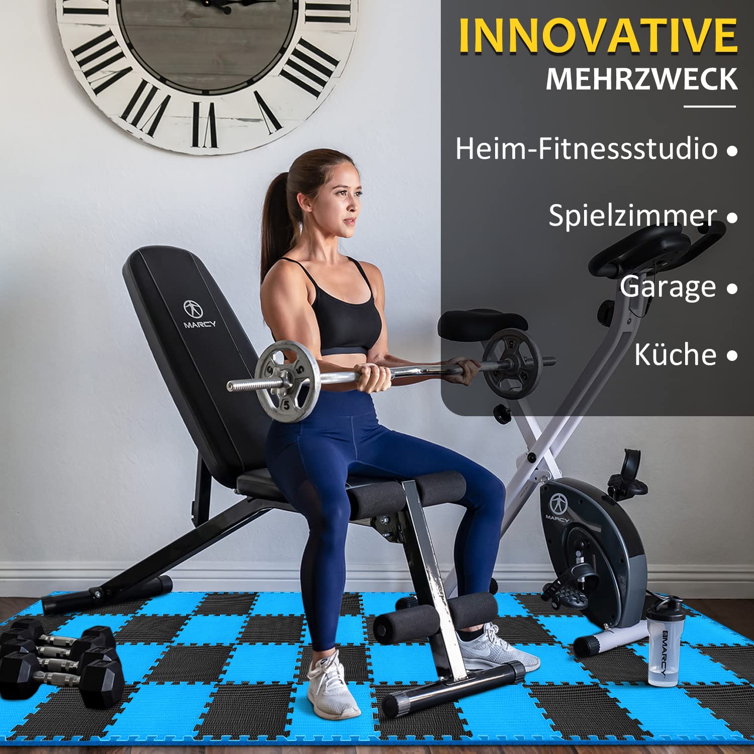 Eva Lot de 24 tapis de protection de sol en puzzle [33% de quantité en plus] – Tapis de sport antidérapant pour salle de fitness et équipement de fitness, tapis de sol anti-chute pour l'extérieur et