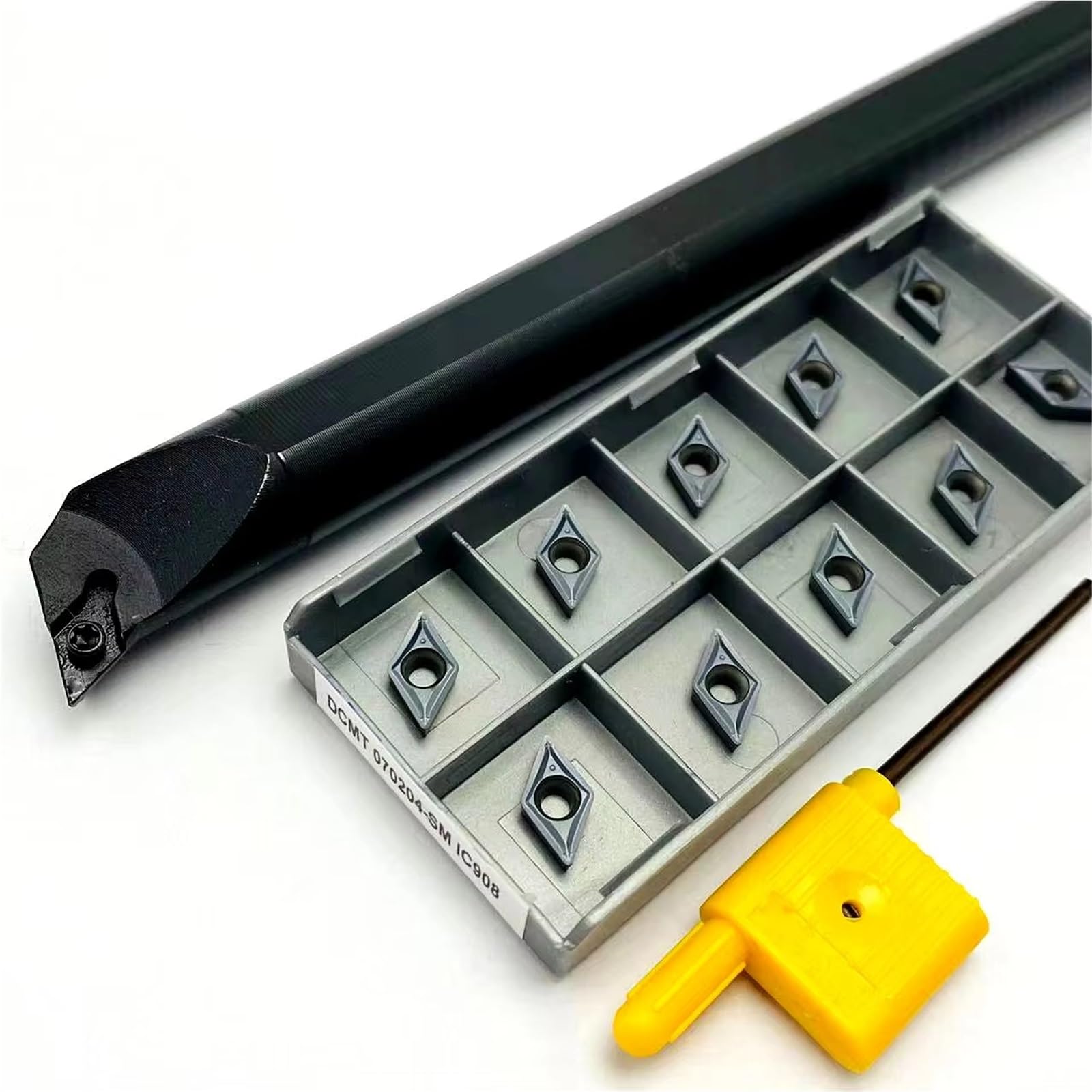 Barre D'alésage S08K S10K S12M S16-SDQCR07 Pour Outil De Tournage À Vis, Utilisée Pour L'outil De Tournage En Carbure DCMT070204 SDQCR07 Plaquettes de Carbure CNC(DCMT070204 AK H01,No tool holder)