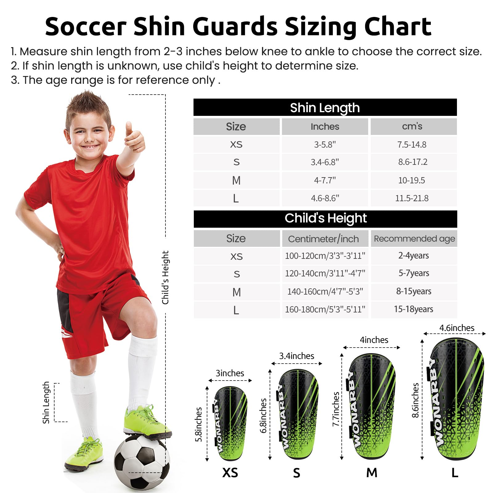 Shin Pads Football Youth Kids, Shin Guard for Boys Girls Teenagers 2-18 Years Old - Image 4