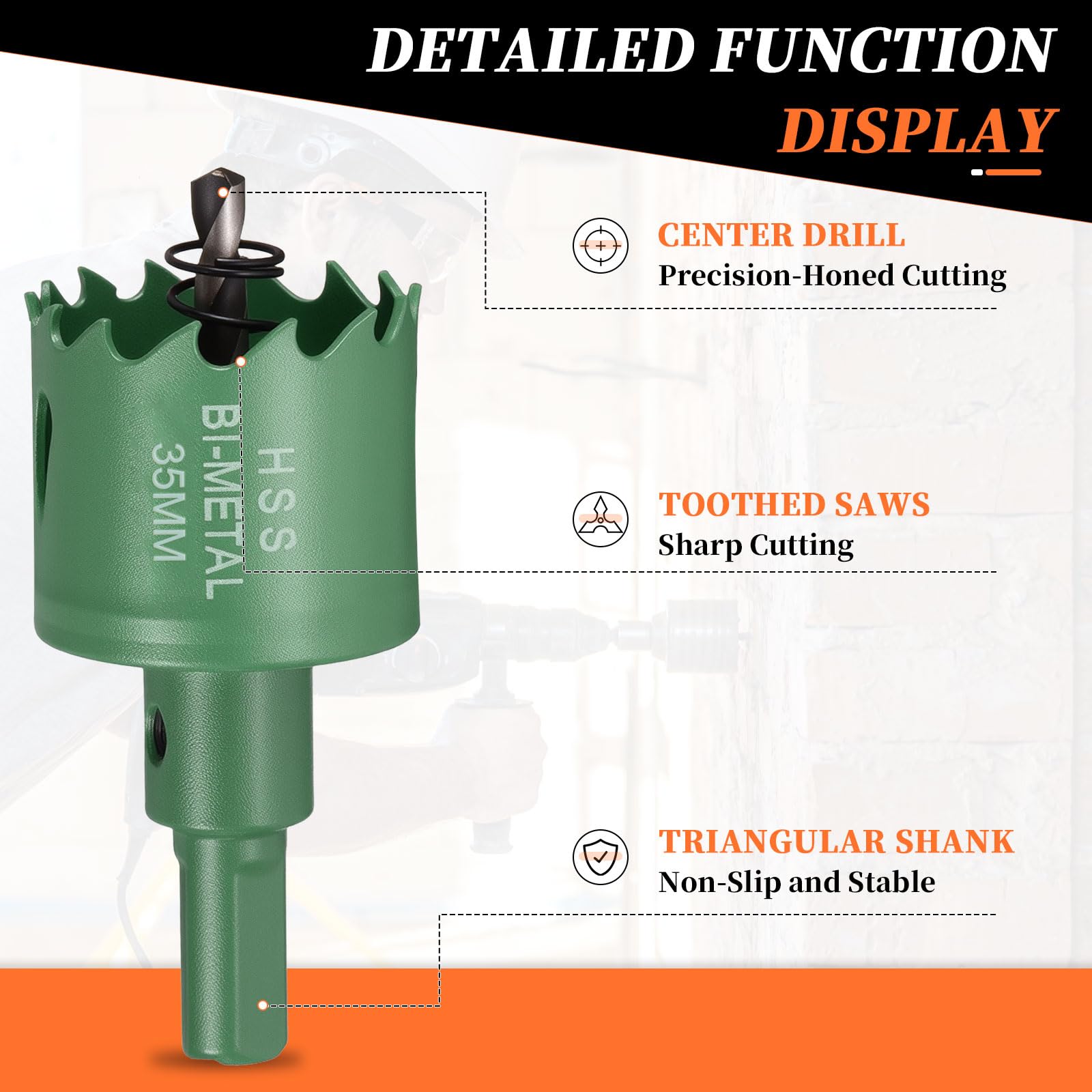 METALLIXITY Bi-Metal Hole Saw 1-3/8" M42 HSS Circular Head 35mm Hole Cutter with Center Drill Bit - Image 3