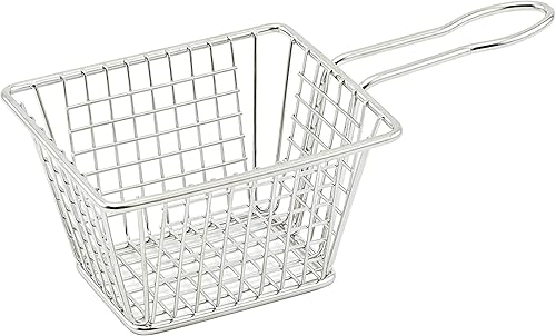 WINCO Mini cesta para freír, plata, 5 x 4 x 4 pulgadas