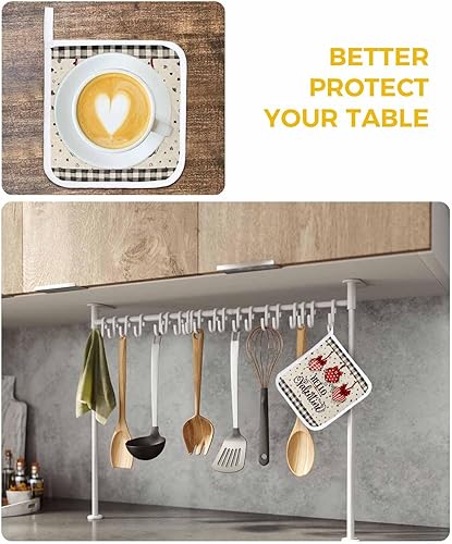 Miniatura 6 de 3 Packs Valentine's Day Pot Holders Sets for Kitchen,Oven Pan Plate Bowl Pads Heat Proof Mat with Hanging Loop,Terry Cloth Potholders Soft Grip for