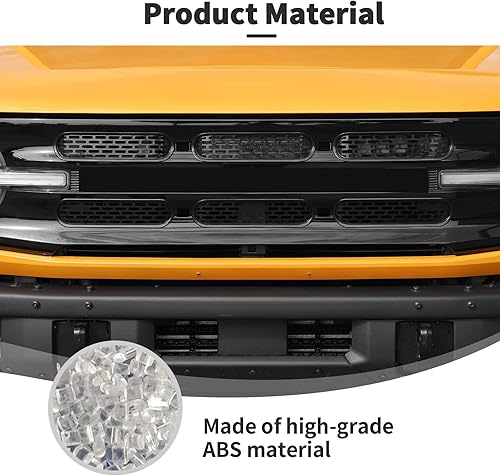 Miniatura 7 de JWWY Cubiertas para parrilla delantera, insertos de rejilla central, compatible con accesorios Ford Bronco 2021-2023, color negro, 6 unidades