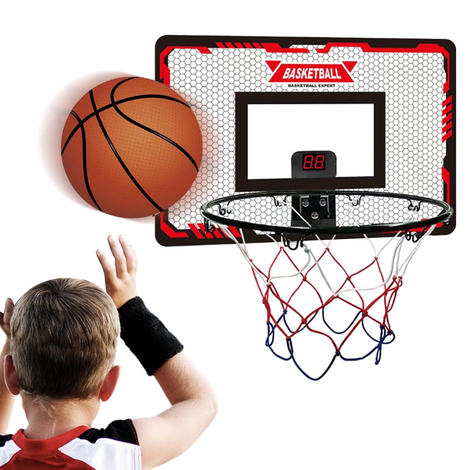 Aro de Baloncesto Puerta Juguete A Pilas | Canasta Baloncesto Puerta Set Accesorios Juegos Deportivos Niños y Adultos, Interior Puerta Pared Hogar Oficina
