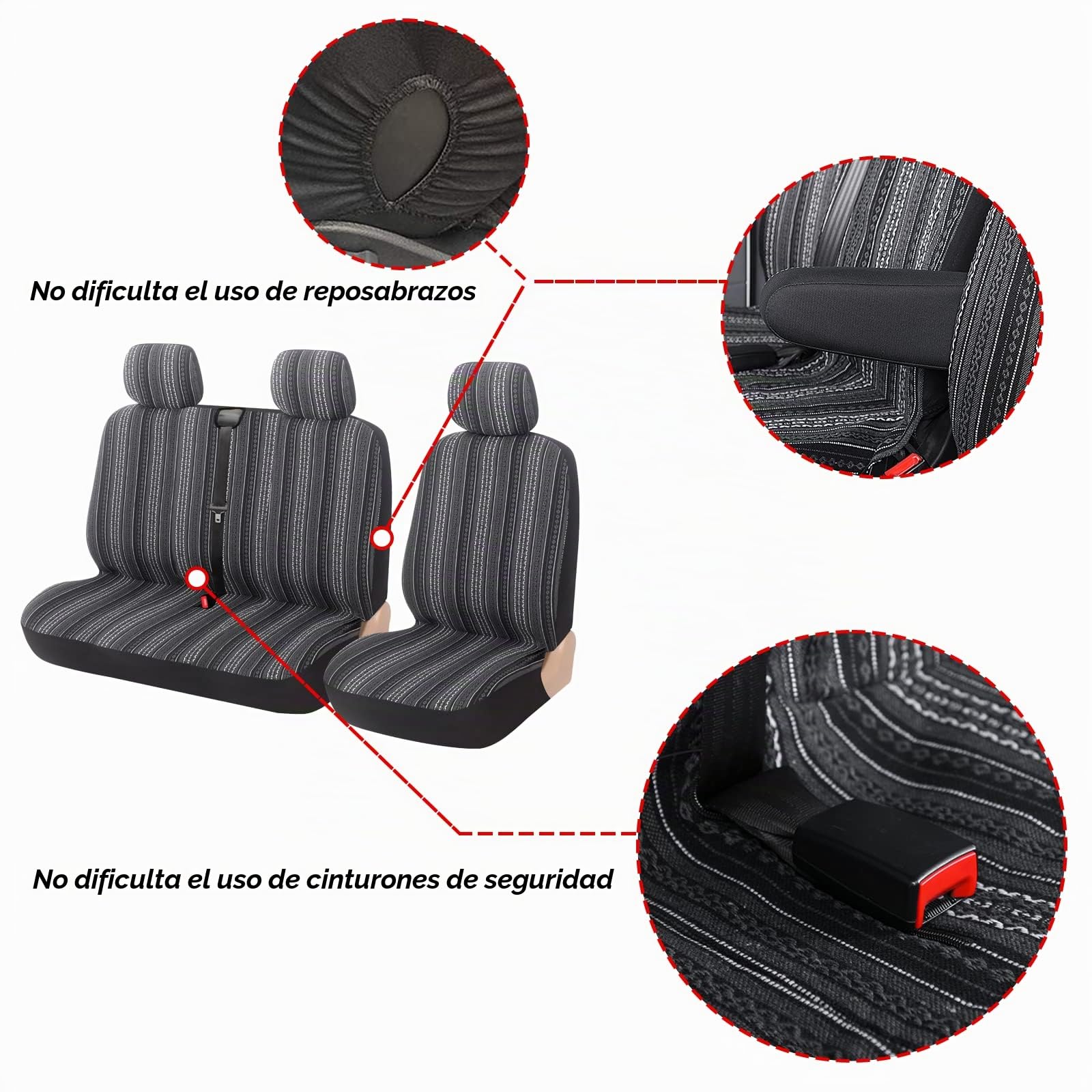 AUTOYOUTH Funda Universal para Asiento de Coche, Camión, Furgoneta, SUV, Compatible con Airbag (2 + 1)