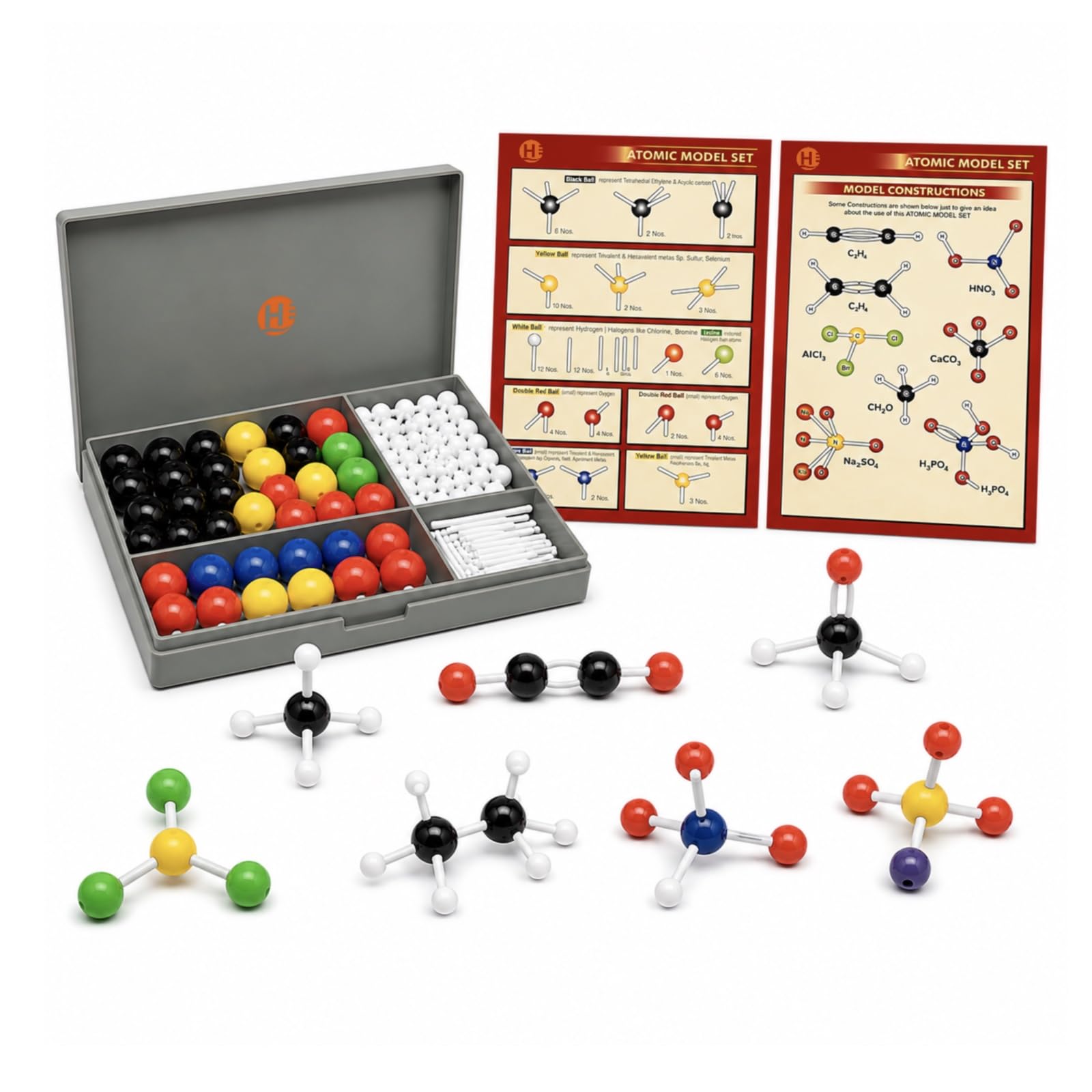 Harrison® Molecular Model Kit for Students | Ball & Stick Atom Model Set for Organic Chemistry, 3D Molecular Structure Learning | 112 Pieces with 75 Balls, 37 Connectors, Storage Box & Manual-image-32