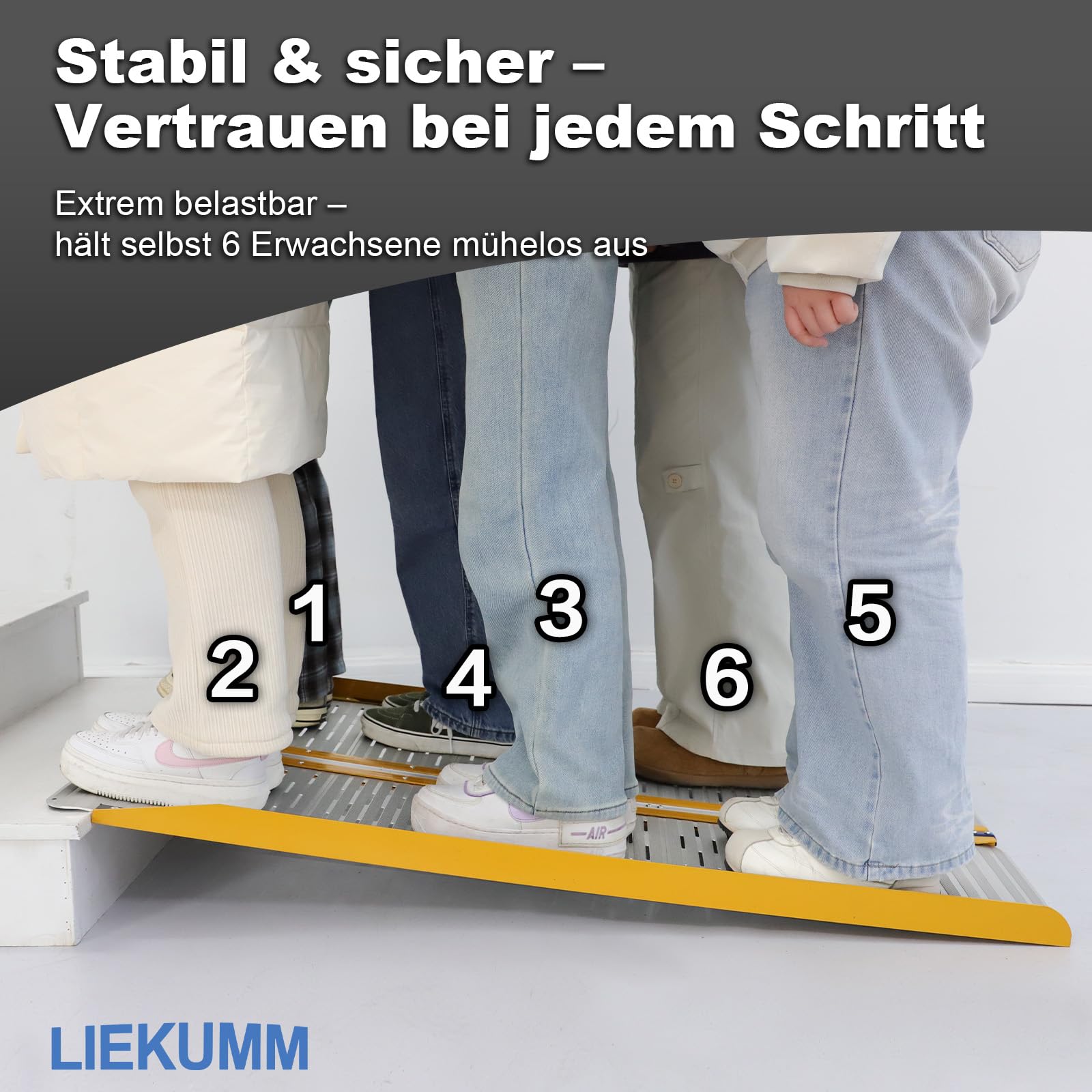 LIEKUMM Rampa dla wózków inwalidzkich 121 x 73 cm, składana, do 300 kg, aluminiowa rampa progowa na stopnie, progi, schody, przeszkody