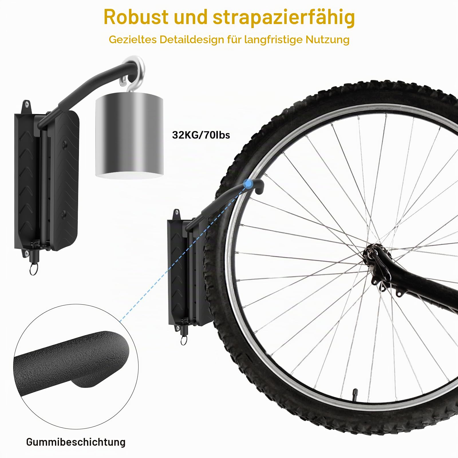 Fahrrad Wandhalterung, Fahrradträger Vertikal 32kg Tragkraft