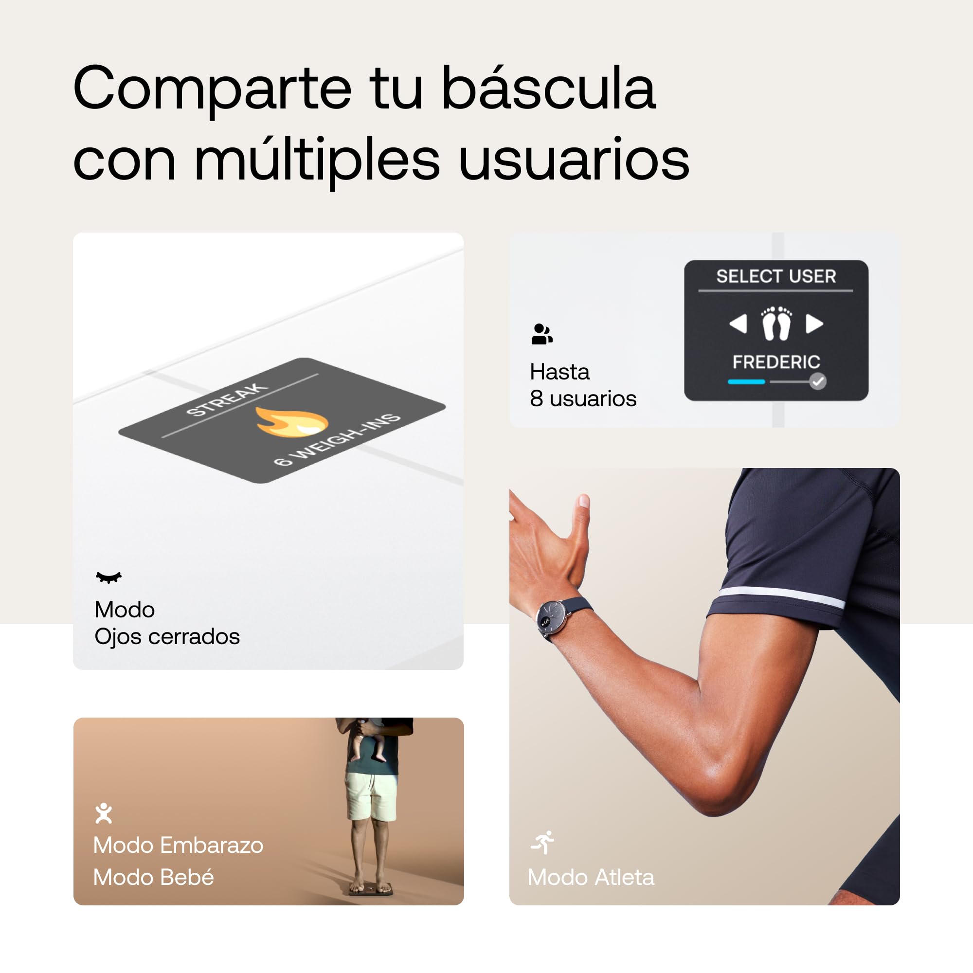 Withings Body Smart - Bascula de baño con Composición Corporal Avanzada (Peso, Grasa Corporal, Músculo, Masa Ósea, Agua, Índice de Grasa Visceral), balanza peso corporal WiFi, hasta 8 usuarios