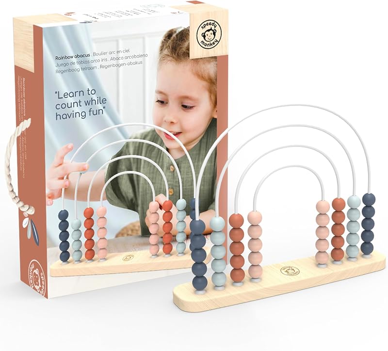 Wooden Roller Abacus Toy, Colorful Beads, Develops Hand-Eye Coordination, Color Recognition & Creativity, Smooth Sliding on Stainless Steel Rods, Non-Toxic Paint, Ideal for Kids | colorful sliding beads, roller abacus, wooden bead maze, montessori toys, preschool toys, color recognition, hand-eye play