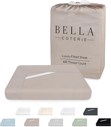 Bella Coterie - Sábana bajera ajustable de viscosa de bambú de lujo, 100% cultivada orgánicamente, ultrasuave, refrescante para personas que duermen