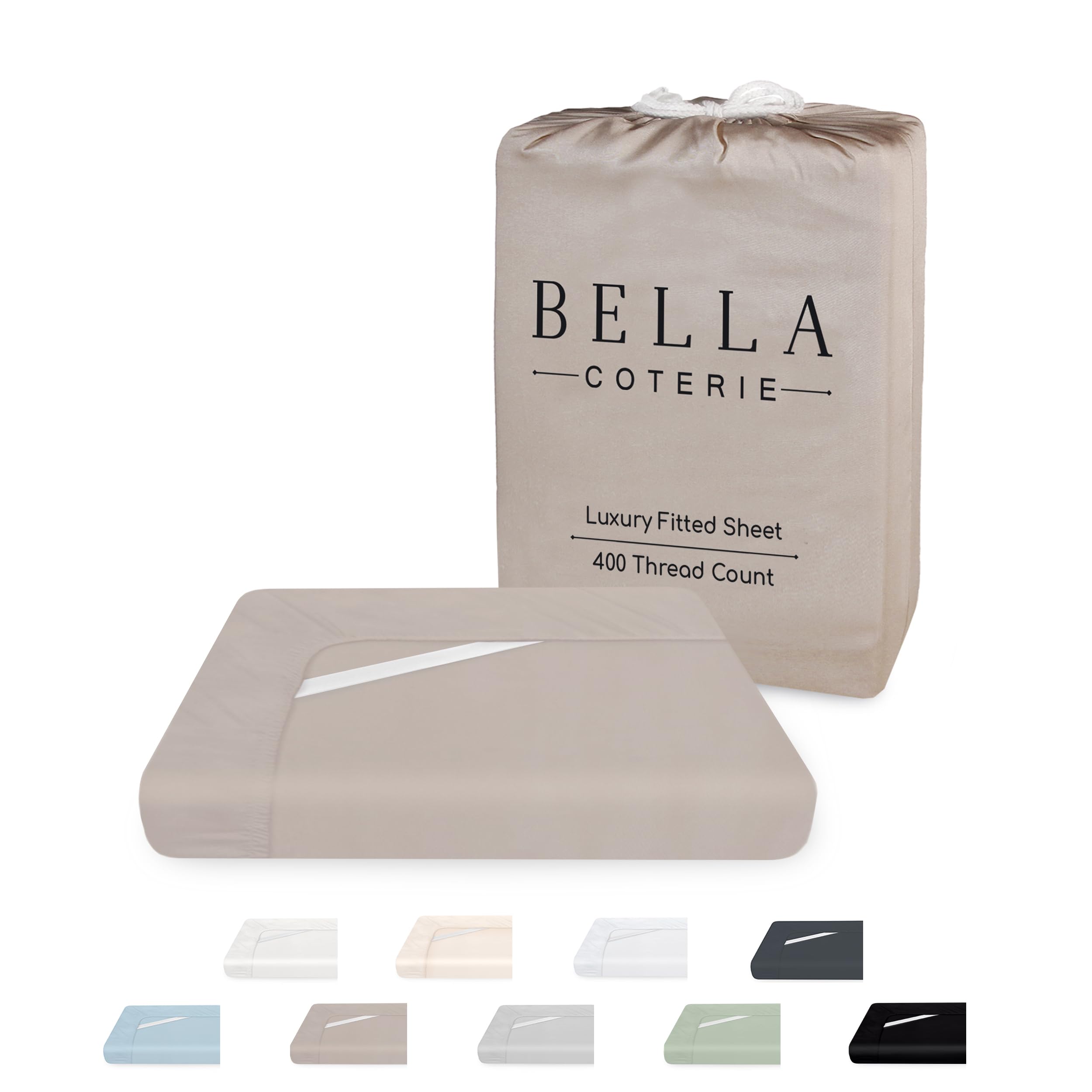 Bella Coterie Queen Size Fitted Sheet Only | Luxury Bamboo Viscose | 100% Organically Grown | Ultra Soft | Cooling for Hot Sleepers | 18" Deep Pocket