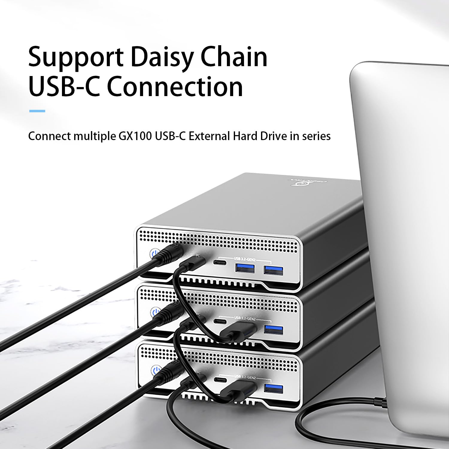 GX100 USB 3.2 Gen 2 USB-C esterno Hard Drive Enclosure con Hub USB per Windows o MacOS Desktop PC/Laptop (senza drive)