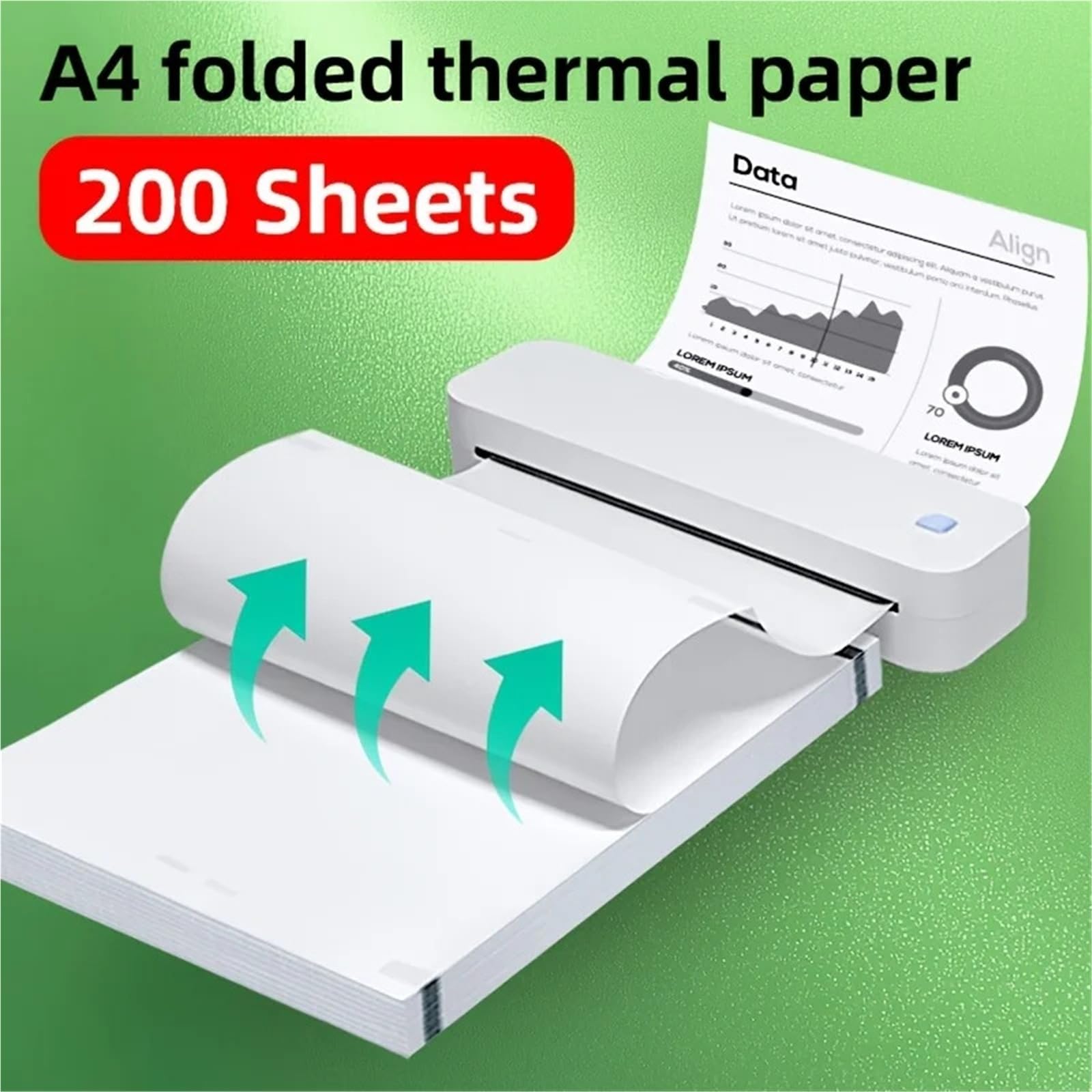 Kopierpapier Druckerpapier A4 200-Blatt-Pack A4-Thermopapier – schnell trocknender Dauerdrucker, Faltblätter for Quittungen und Rechnungen