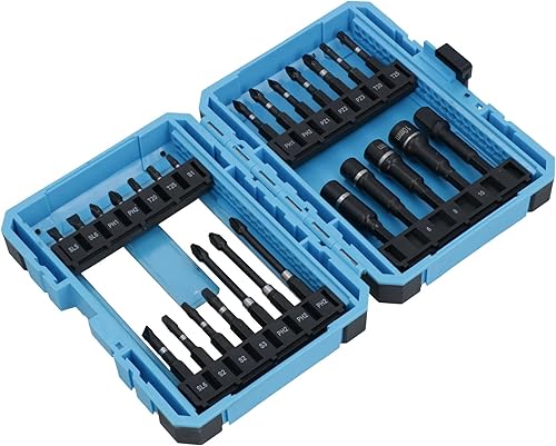 Miniatura 4 de Destornillador de impacto y puntas de tuerca Phillips Pozi ranuradas 26 piezas poco profundas + profundas