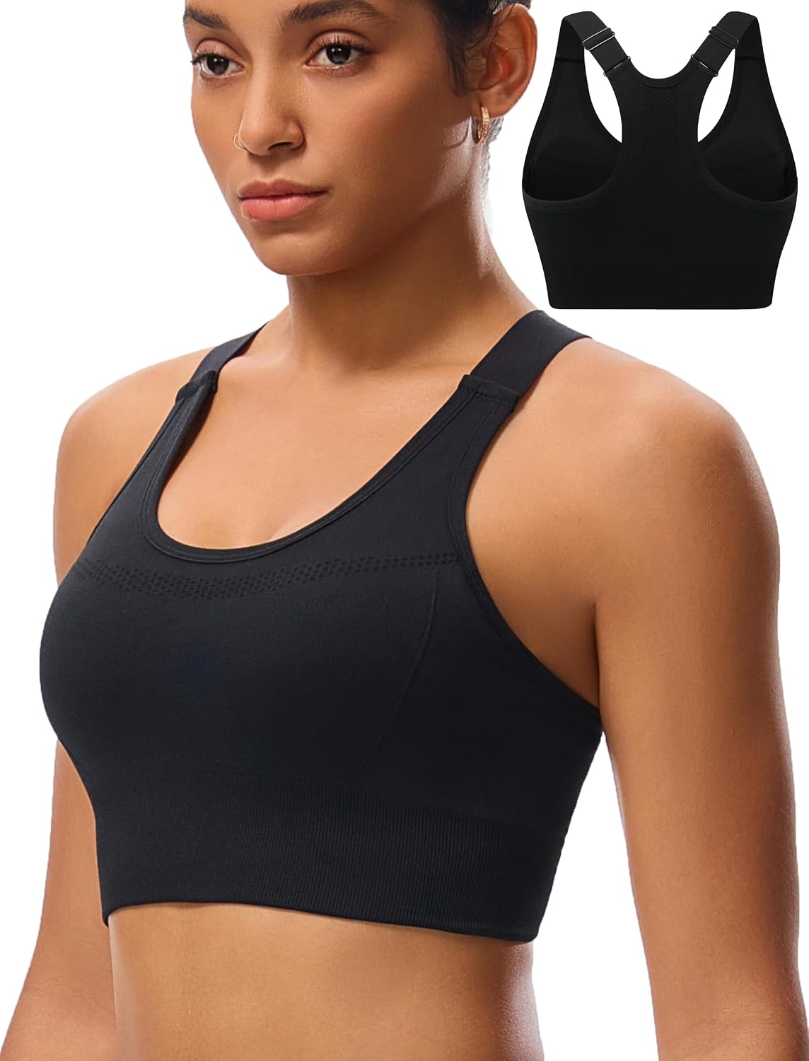 Sports Bras for Women High Support Racerback Seamless Sports Bra Adjustable Straps Yoga Bra Padded Workout Bra