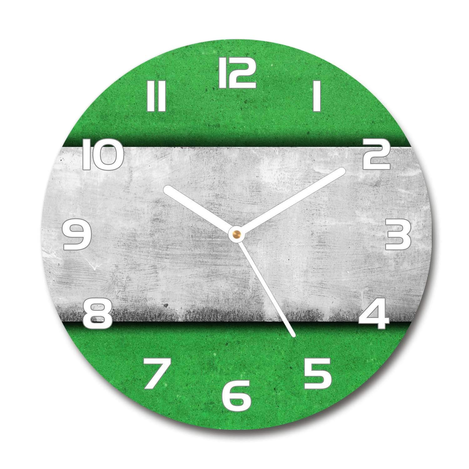 Horloge en verre 60x60cm Tulup avec aiguilles blanches et fond vert
