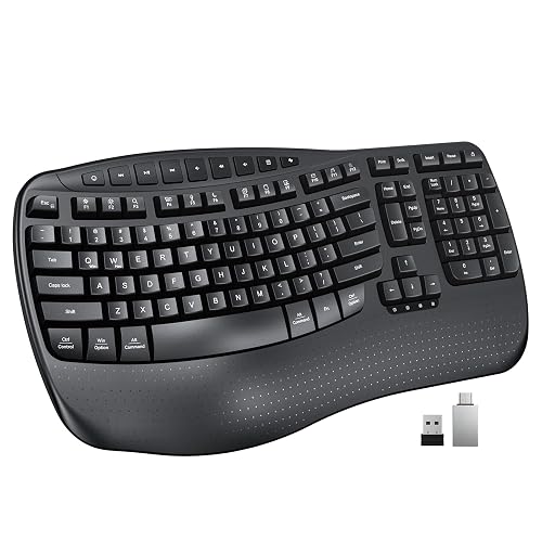 Doci Wireless Ergonomic Keyboard, Wave Keys Wrist Rest Natural Typing