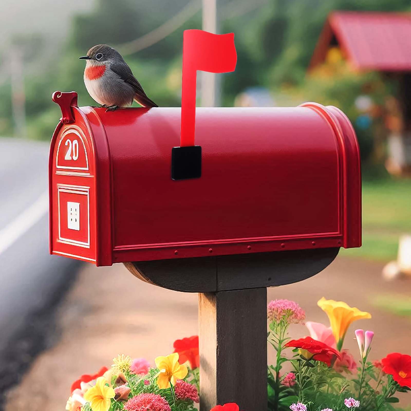 Mailbox Flag Replacement Kit, Easy Install Upgrade Your Mail Box with a Red Flag, Mailbox Replacement Parts Accessories with Sticky Pads Fits All Mailboxes