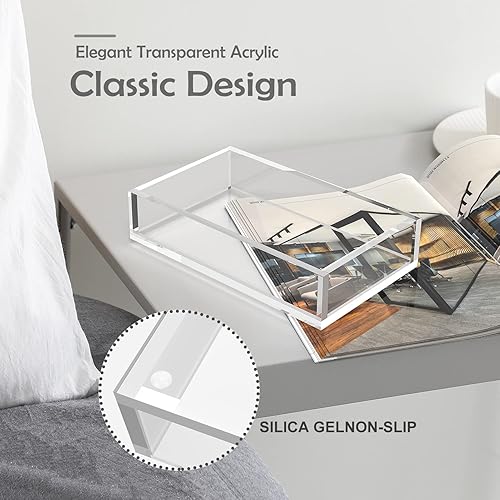 Miniatura 6 de Servilletero, bandeja de acrílico transparente de 0.315 pulgadas de grosor para toallas de mano desechables, bandeja organizadora de tocador de