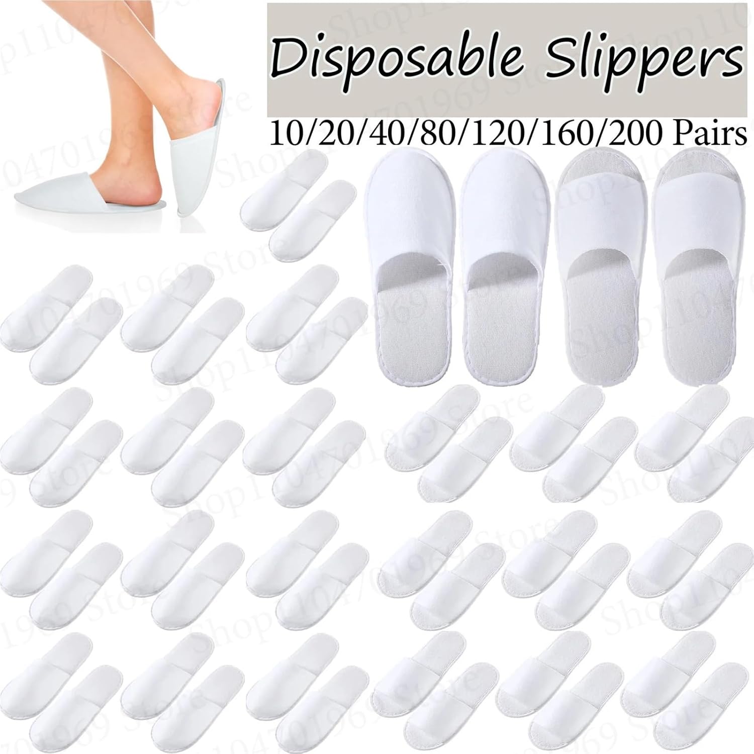 Disposable Slippers 20Pairs White Disposable Slippers for Guest Non Slip Hotel Bulk for Women Men for Guests
