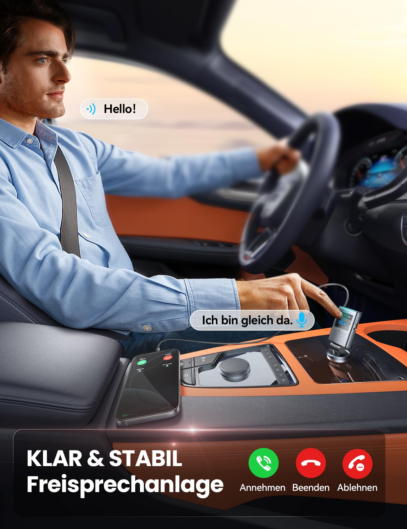 JOYROOM 90W Transmetteur FM Bluetooth Voiture,【100cm Rétractable Câble】 2026 Allume Cigare USB C & Autoradio Bluetooth 5.4 avec Kit Mains Libres, Accessoire Voiture Interieur pour iPhone 17