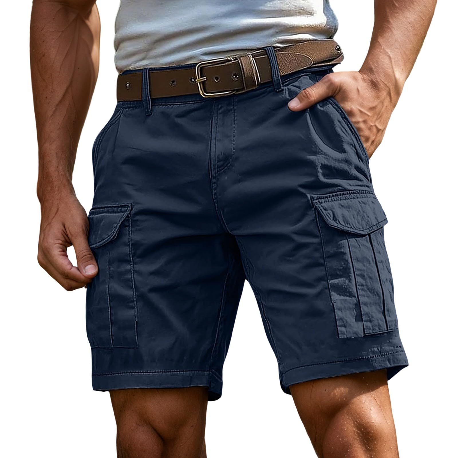 Pantalones Cortos Hombre Cargo Bermudas de Trabajo Deportivos Hombre Verano Cargo Cortos Casual Bermudas Shorts Running Deporte con Múltiples Bolsillos — view 12