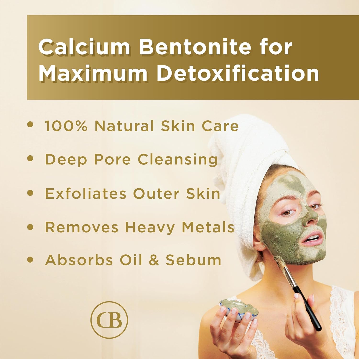 California Biology Clay Masks for Face & Body | Indian Healing Powder for Sensitive Skin | Facial Mask & Clay Body Scrub | Natural Skin Care Mask (Calcium Bentonite Clay) - Image 2