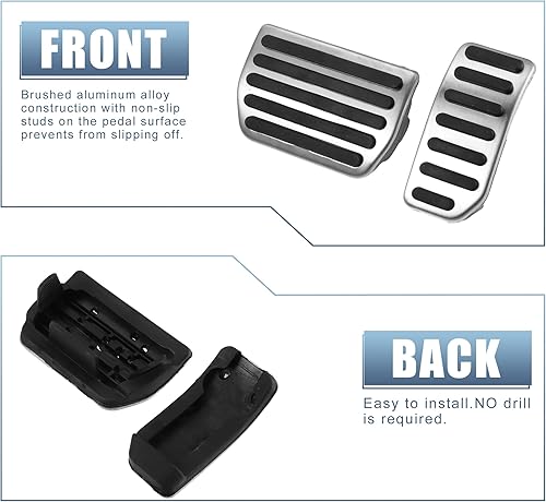 Miniatura 5 de X AUTOHAUX 2 unids pedal de freno pedal acelerador gas cubierta para Volvo XC60 2010-2017 tono plateado