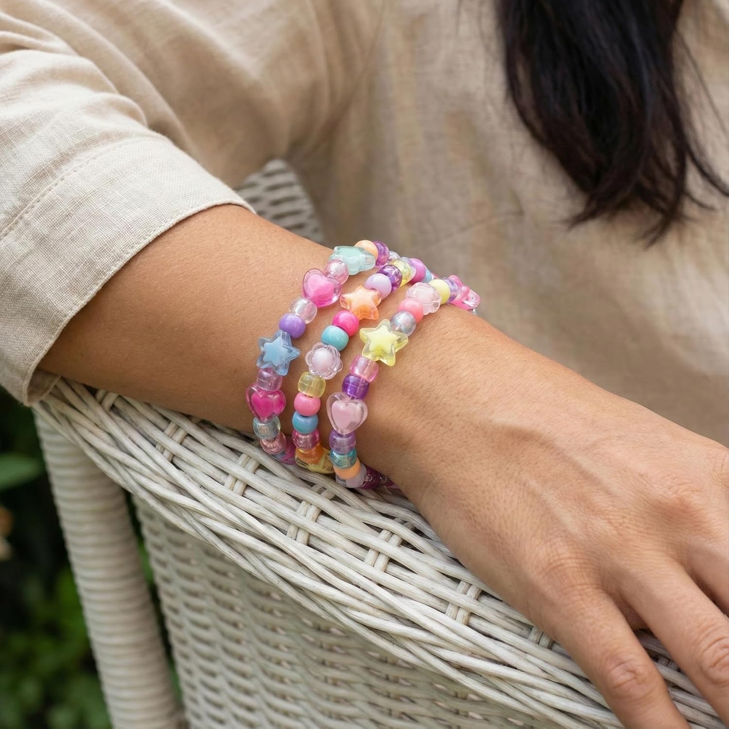 OIIKI 80g Acrylic Assorted Beads for Jewelry Making, Cute Candy Aesthetic Charms Beads, Colorful Star Heart Candy Charms Bulk for DIY Crafts Necklace Bracelet Keychains - Image 6