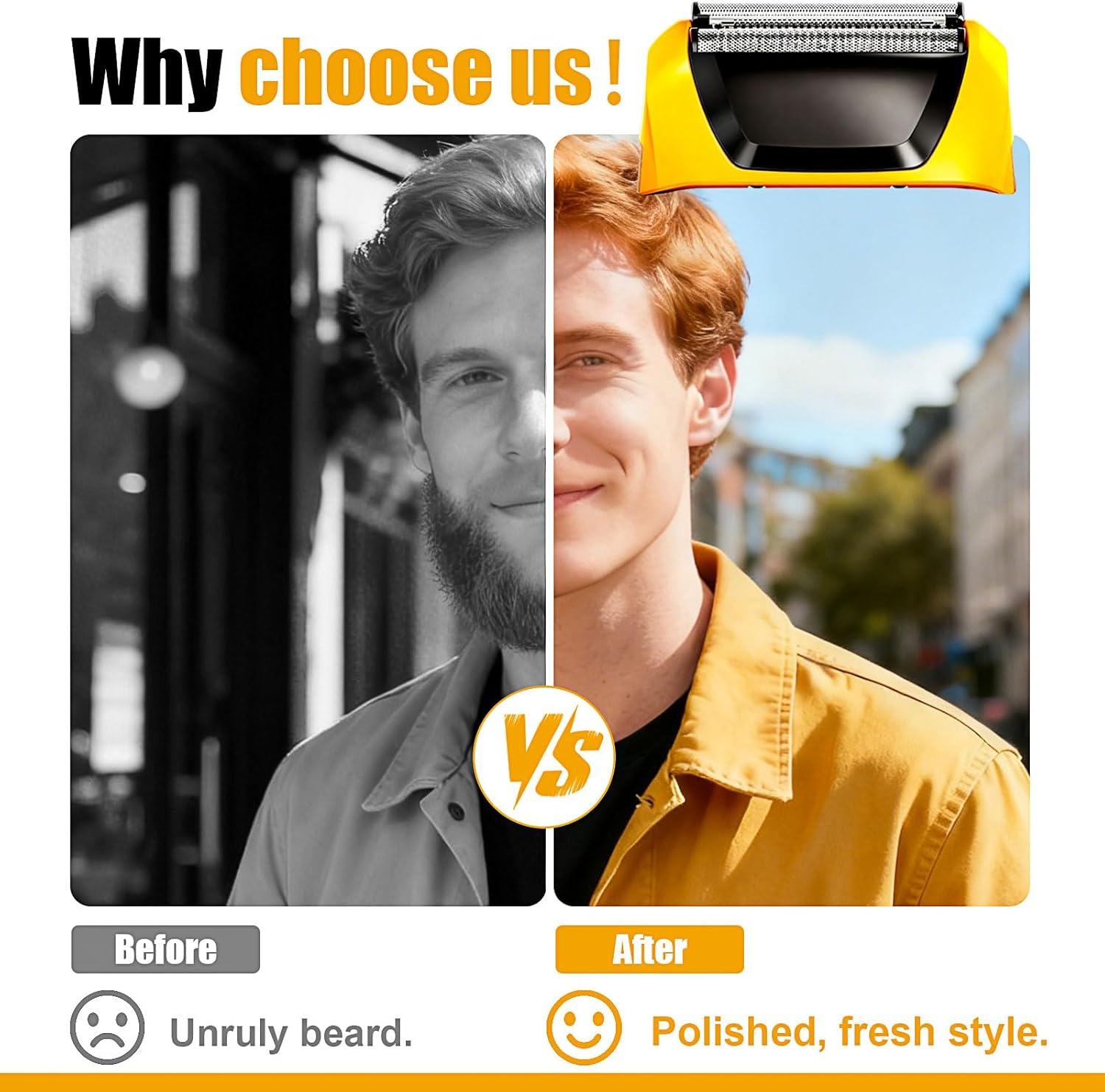 Shaver Replacement Foils Heads for Wahl Yellow Lifeproof Series 7061, 7045-100 Shavers (Yellow(2PCS))