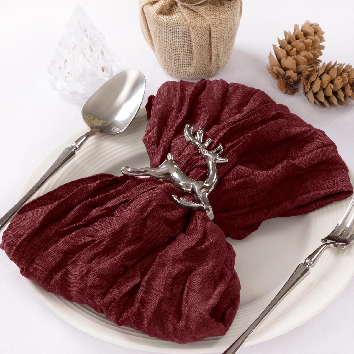 Cloth Napkins Set of 24 21"x21" Reusable Cheesecloth Napkins Bulk Burgundy