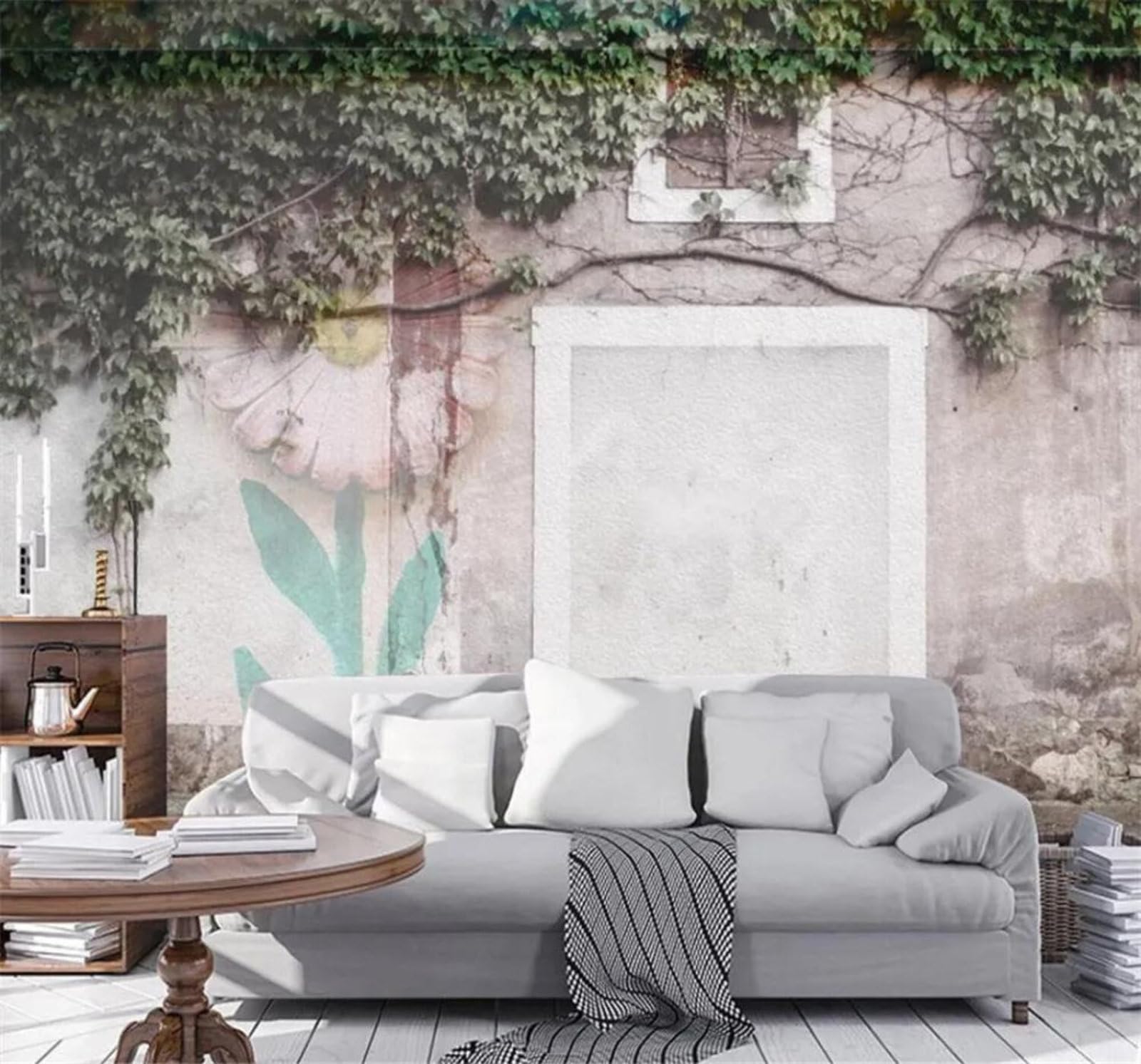 Tzxztt 250Cm×170Cm(B×H) Minimalist Fresh Vines Garden Modern 3D Wallpaper Premium Textured Silk Neutral Tones Material Ideal For Living Room Bedroom-250Cm×170Cm
