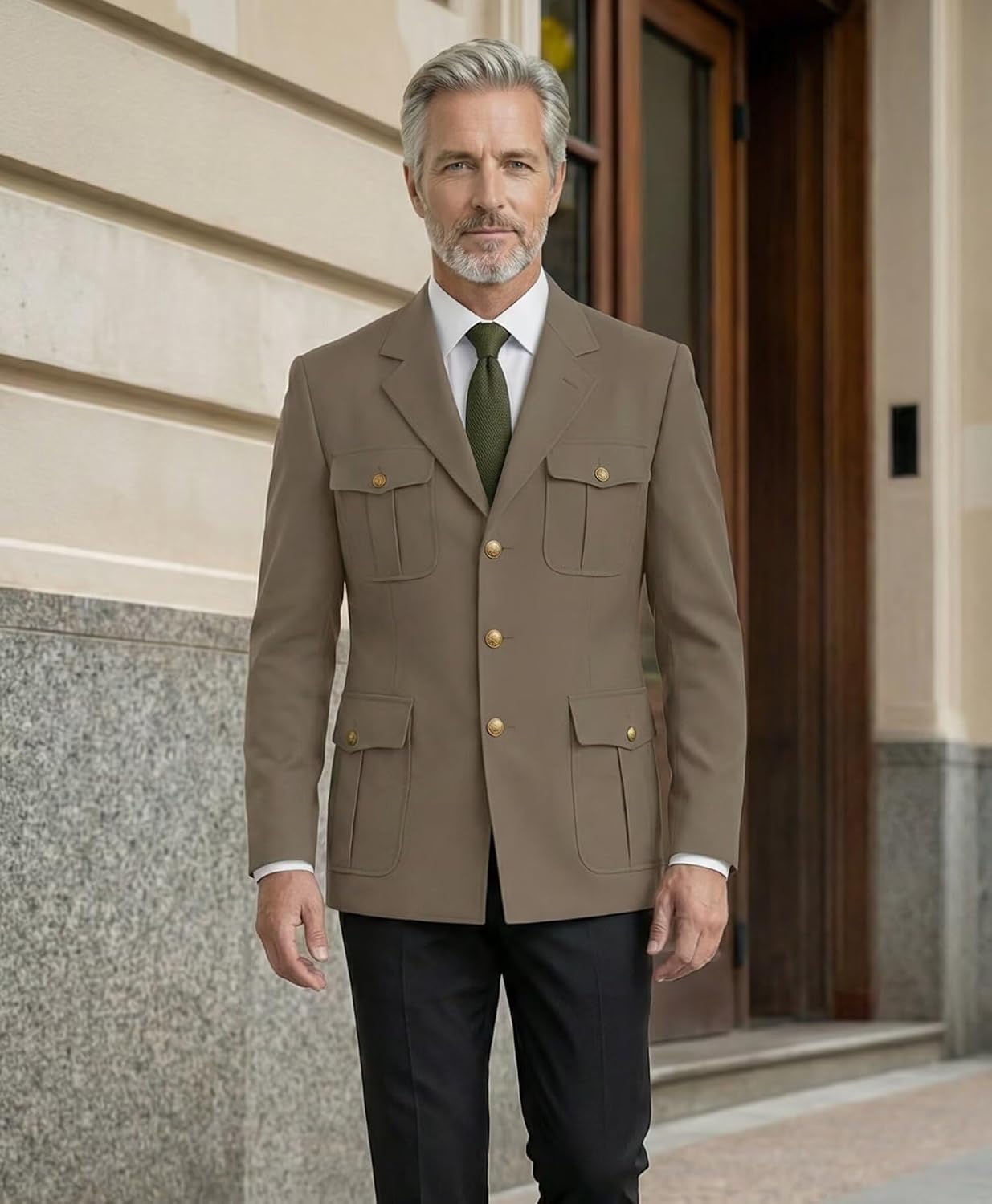 Mens Safari Jacket Blazer for Men Sports Coat, Chinese Style Safari Suit Jacket for Men Wedding Business Prom Daily