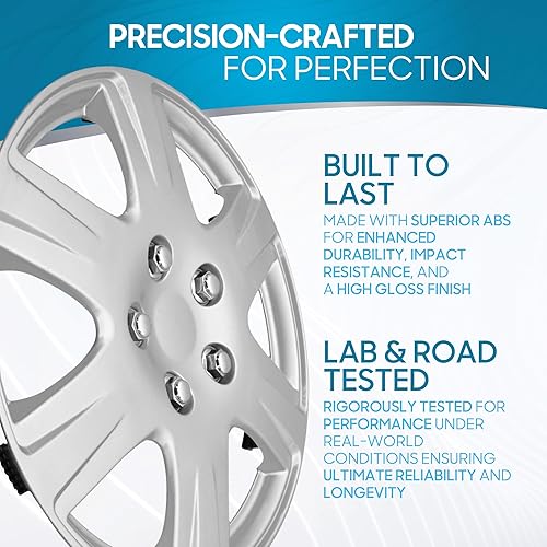 Miniatura 2 de BDK Paquete de 4 tapacubos de alta calidad de 15 pulgadas para llanta de rueda, estilo OEM, tapa de cubo de repuesto para auto, camión, SUV, juego