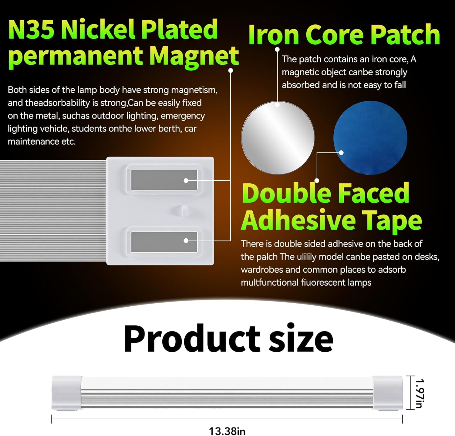 LETOUR LED Tube Magnetic Light Work Lights 6000Lumens 10400mAh 5 Lighting Options Camping Lantern USB Rechargeable Portable Battery Powered Lights with 2 Magnets Endurance for 80 Hours - Image 8