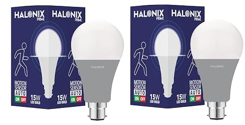 Halonix 15W Motion Sensor Led bulb | Color-6500K White | Auto on- Auto Off light | Motion sensor light | Pack of 2 | Base-B22