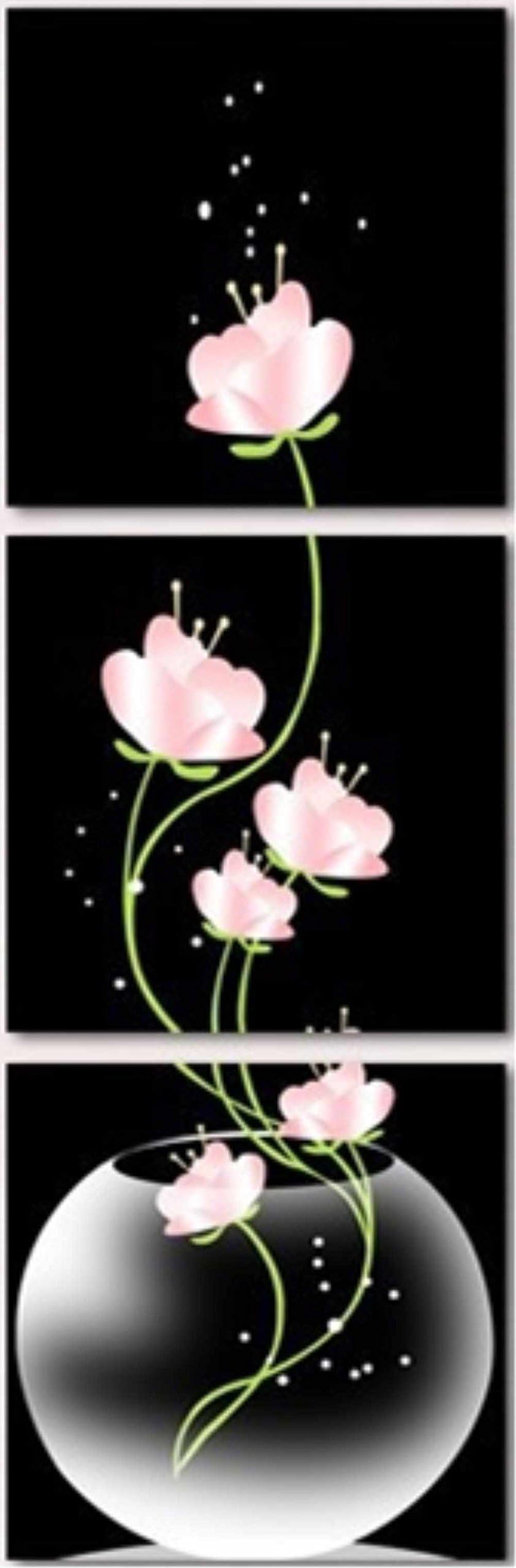 New Top Wall Art Canvas Prints 3 Pieces || Beautiful pink Flowers || Modern Contemporary Posters Oil Paintings Prints and Pictures Photo Image Wall Art Prints on Canvas Painting for Home Bedroom Living Room Wall Decor Christmas Gifts Decoration - Frameless