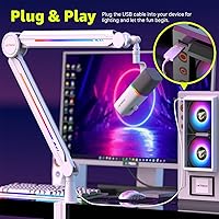 Vista 6 de IXTECH RGB Mic Boom Arm High Profile, Overhead Boom Arm Microphone Stand Desk Mount, Adjustable Microphone Stand with Desk Mount, Mic Arm for Live