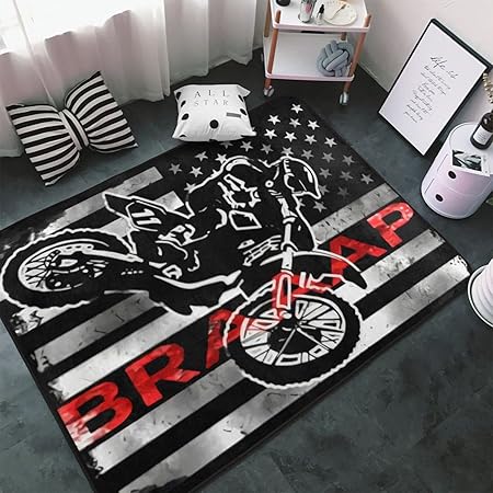 Amazon.com: Niqqzit Motocross Dirt Bike American Flag Area Rugs 60x39 ...