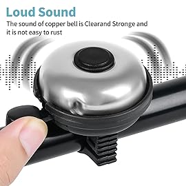 Xthuge Classic Bike Bell, Aluminum Bicycle Bell, Loud Crisp Clear Sound Bicycle Bike Bell for Adults Kids(Silver-Left Hand Use)