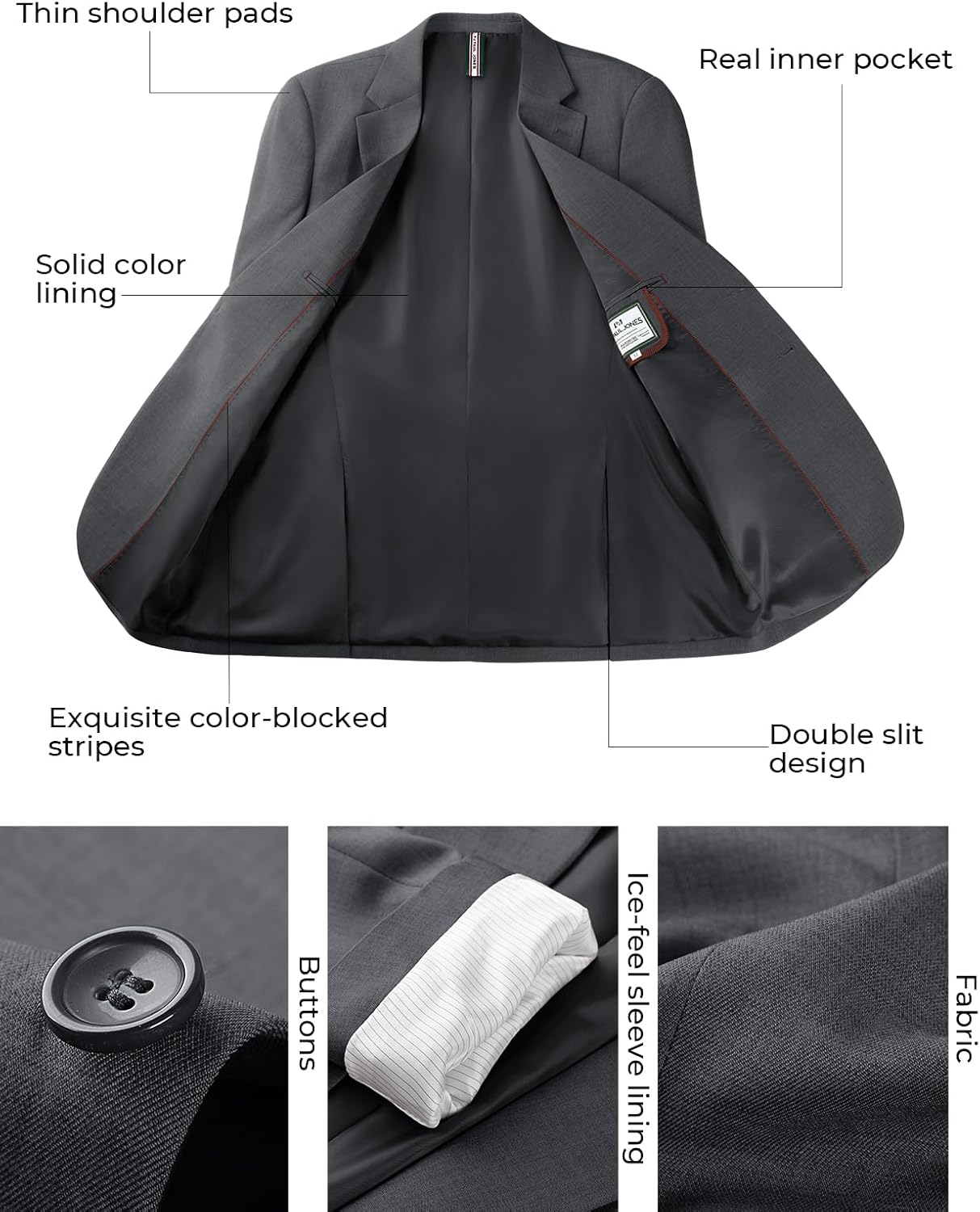 PJ PAUL JONES Mens Blazer Classic Lightweight Sports Coat Casual Slim Fit Sport Suit Jackets - Image 6