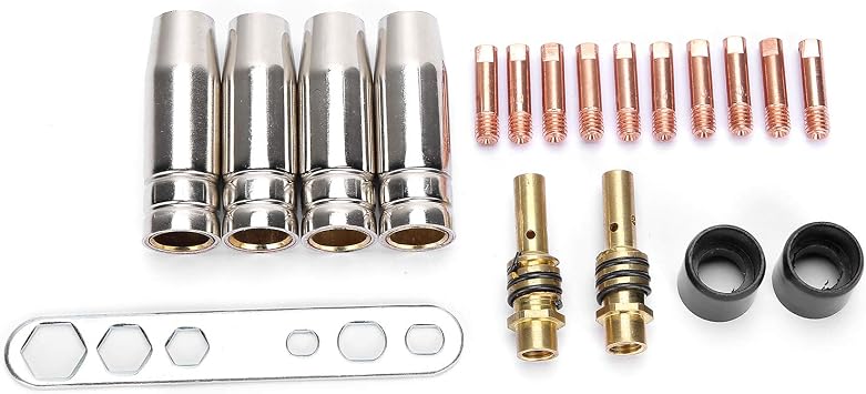 19Pcs Torch Welding Accessories Kit, Nozzles and Tips for Binzel 15AK MIG Welder, Welding Nozzle Set with Insulating Sleeve and Conductive Nozzles,