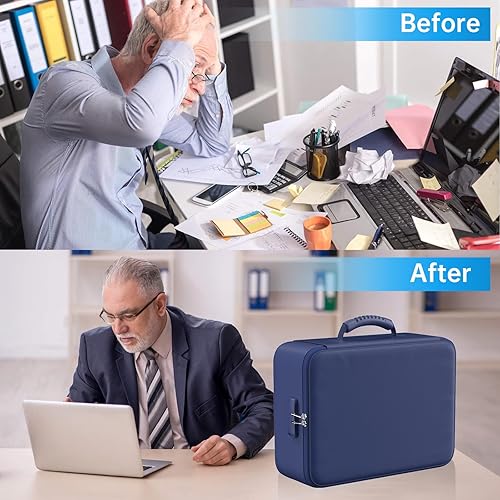 Miniatura 18 de ENGPOW Bolsa de documentos ignífuga de 5200°F con cerradura, caja ignífuga con aislamiento térmico mejorado, organizador de archivos de 8 capas